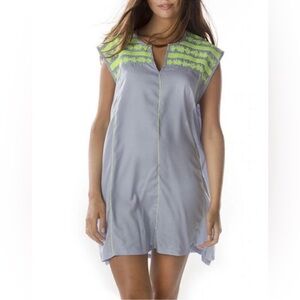 Bindi Short Sleeve Embroidered Clarissa Dress Blue Green Size Medium